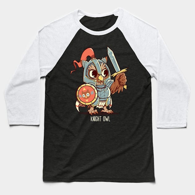 Knight Owl Animal Pun Shirt Baseball T-Shirt by TechraNova